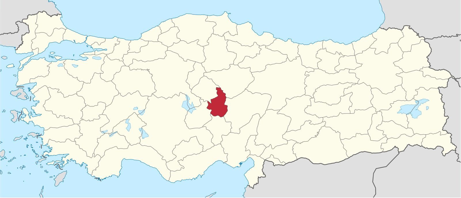 Kapadocja w Turcji na mapie: prowincja Nevşehir w centralnej Anatolii